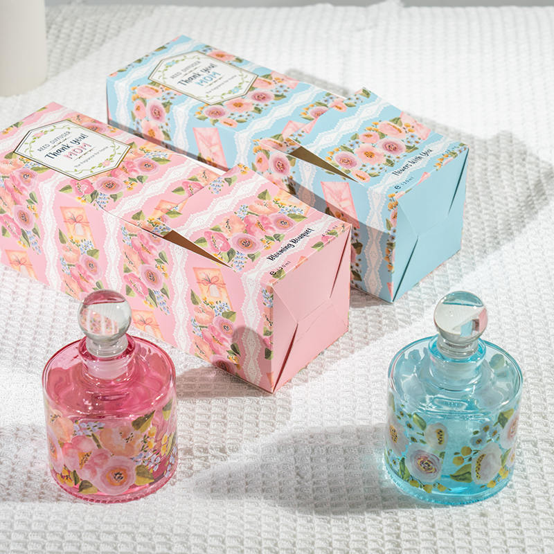 Mother'day eleganteng round glass bottle reed diffuser