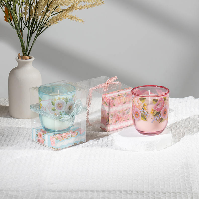 Mother'day round glass cup scented candles-Eco soy candle manufacturer