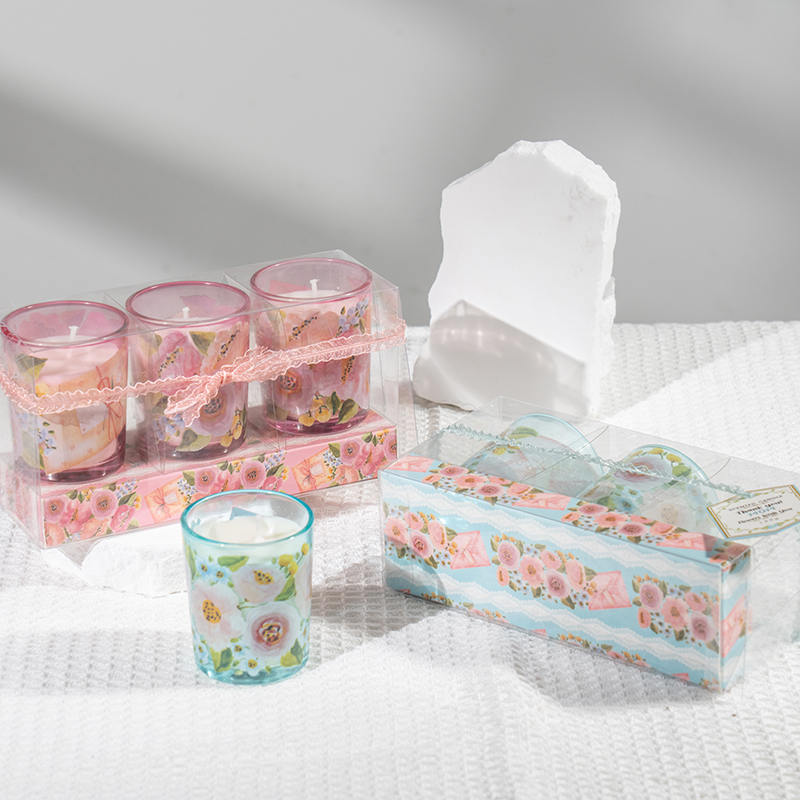 Mother'day classic small round glass cup na mabangong kandila 3PCS set-eco soy candle manufacturer