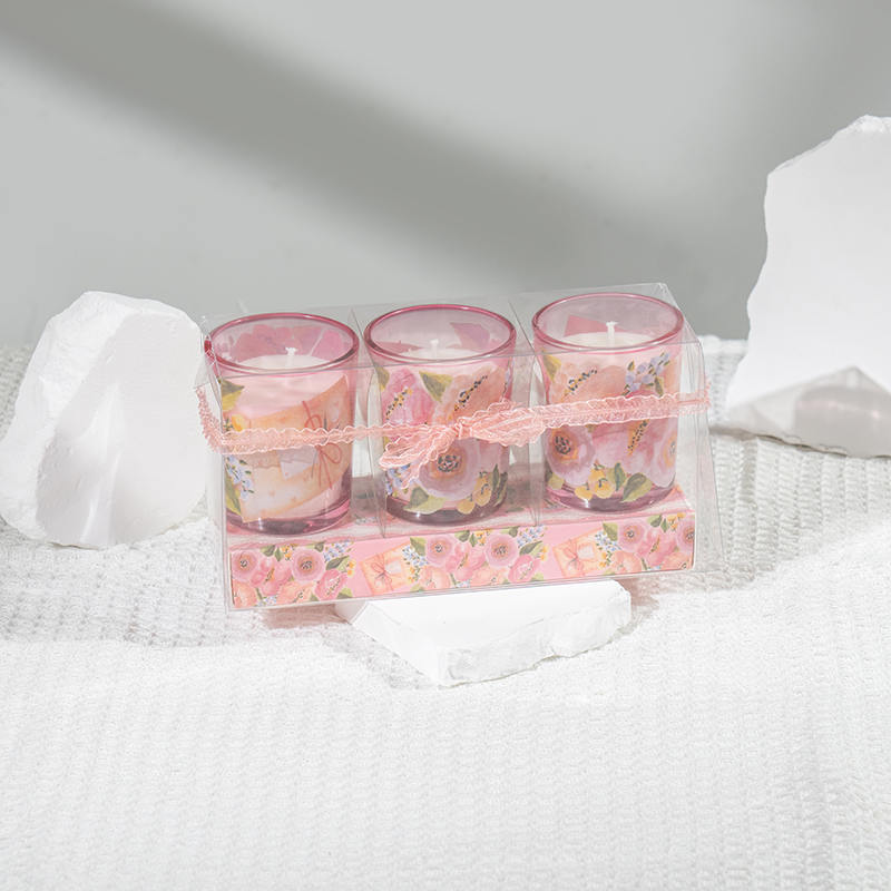 Mother'day classic small round glass cup na mabangong kandila 3PCS set-eco soy candle manufacturer