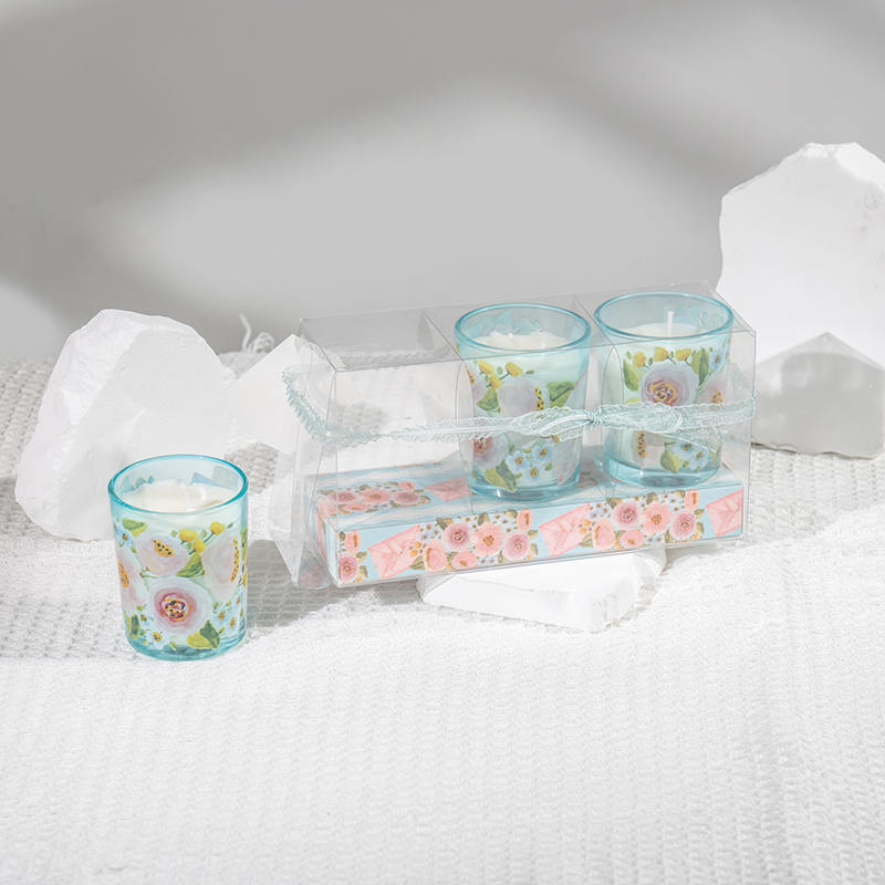 Mother'day classic small round glass cup na mabangong kandila 3PCS set-eco soy candle manufacturer