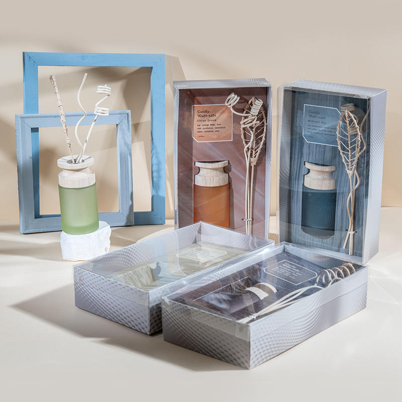 High cylindrical glass flask premium reed diffuser na may wooden stick-aroma diffuser vendor