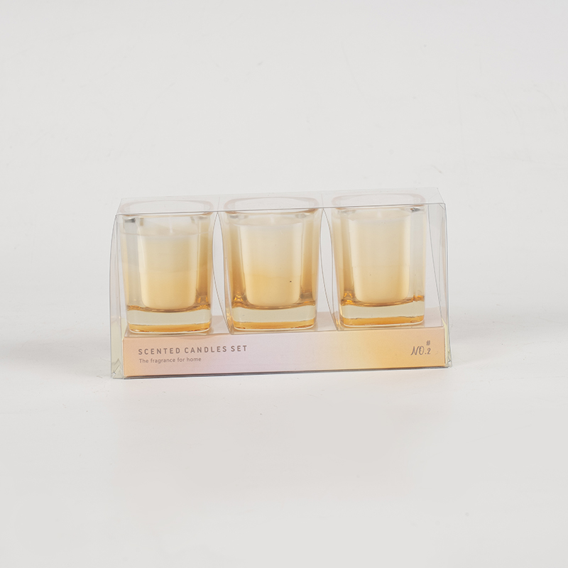 3pcs square candles set na may gradient na kulay