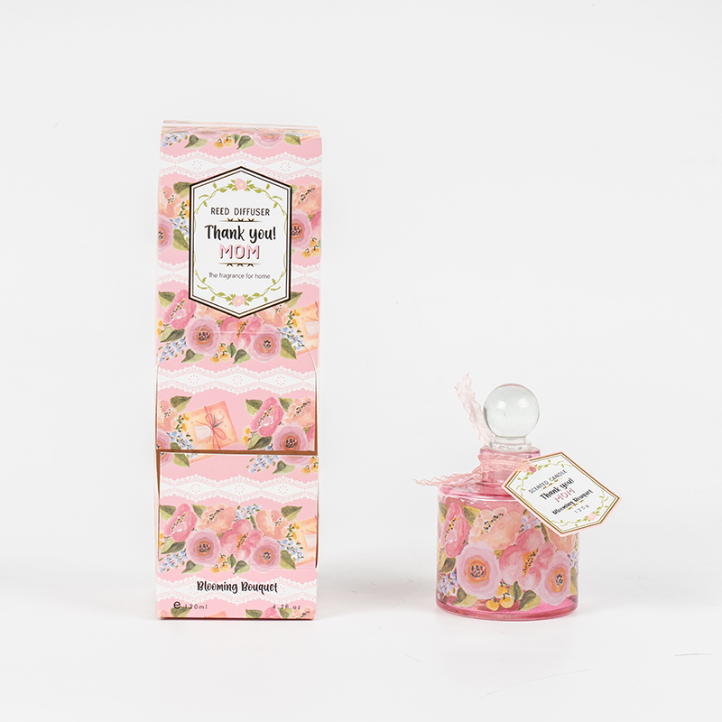 Mother'day eleganteng round glass bottle reed diffuser