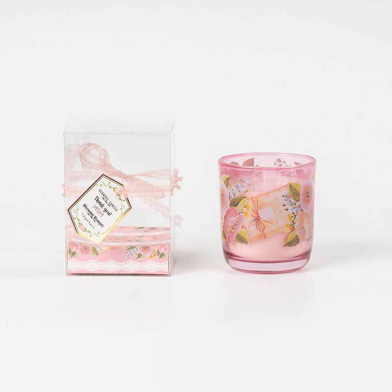 Mother'day round glass cup scented candles-Eco soy candle manufacturer