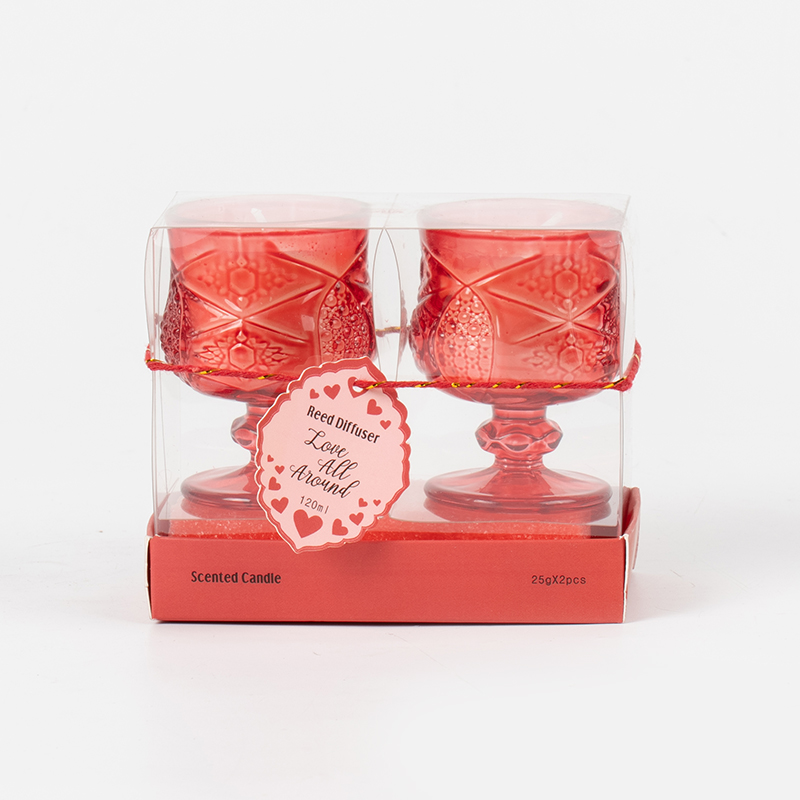Valentine classic stylsh cup scented candle 2PCS set-ogranic eco soy wax candle set manufacturer