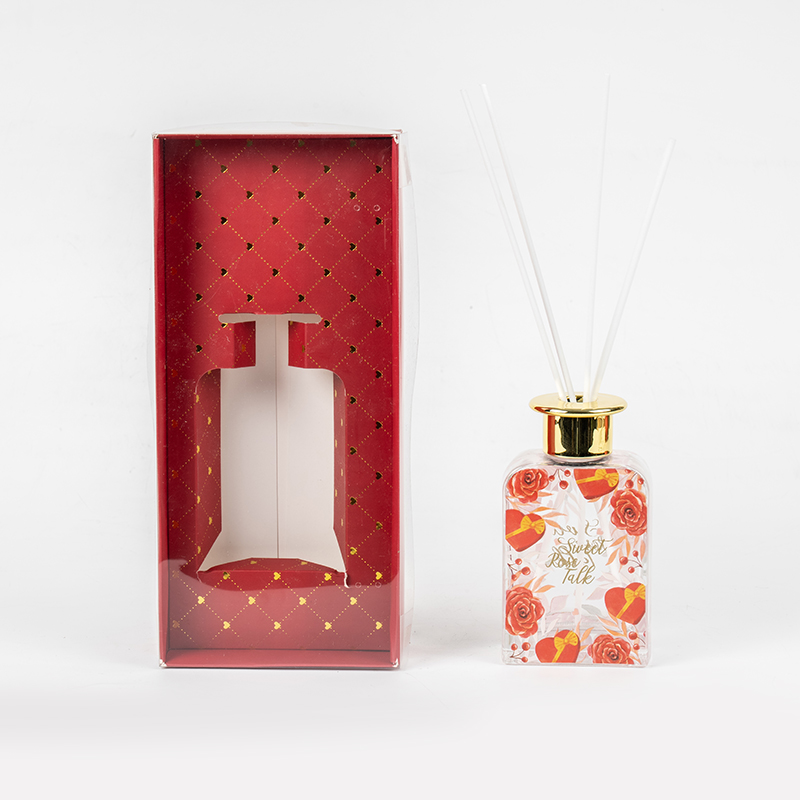Valentine high square glass bottle reed diffuser-premium oil valentine collection