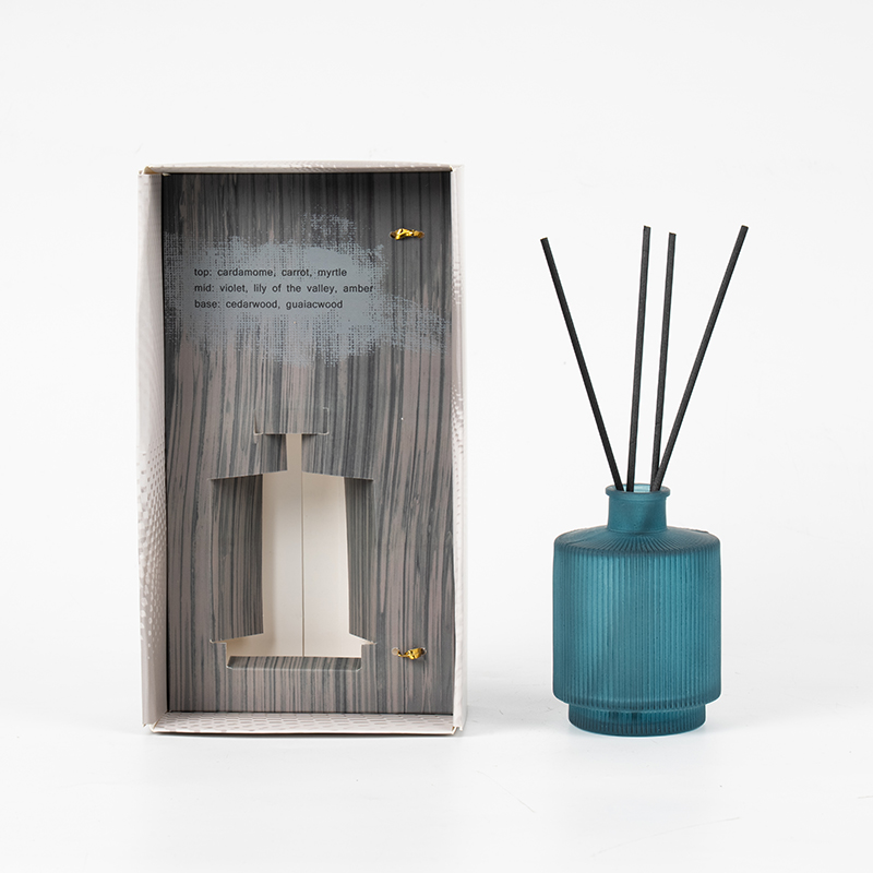Circular vertical stripe transparent glass bottle reed diffuser-home scent reed diffuser manufacturer