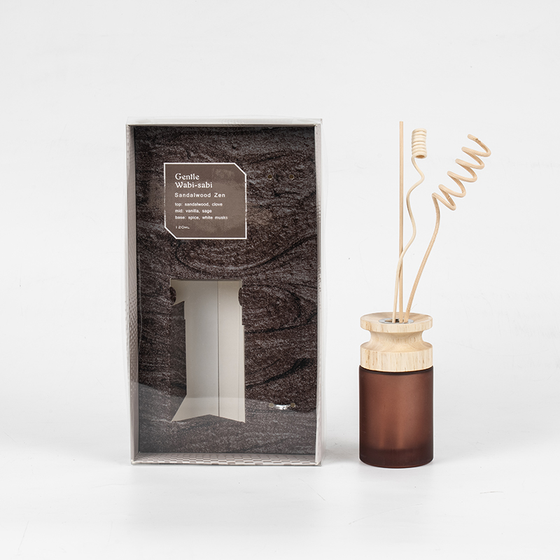 High cylindrical glass flask premium reed diffuser na may wooden stick-aroma diffuser vendor