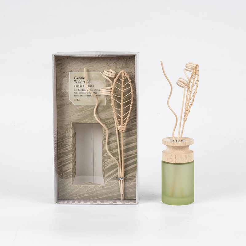 High cylindrical glass flask premium reed diffuser na may wooden stick-aroma diffuser vendor