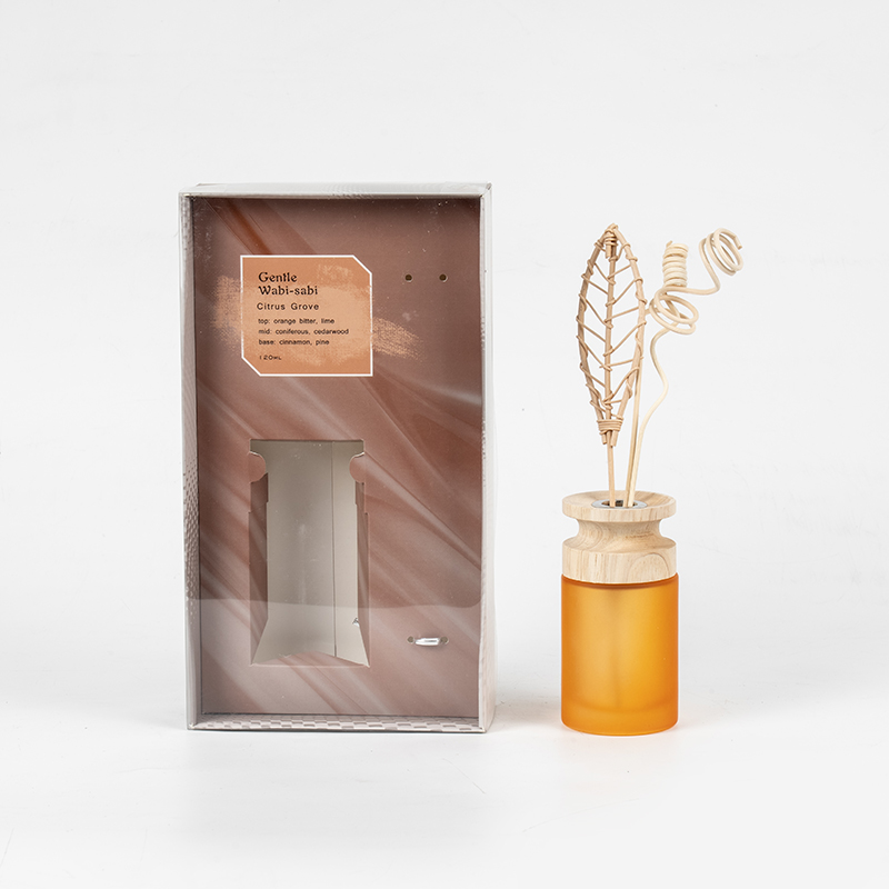 High cylindrical glass flask premium reed diffuser na may wooden stick-aroma diffuser vendor