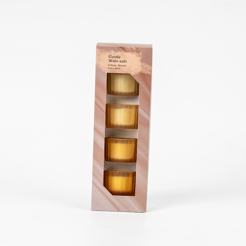 Set ng 4 na patayong may guhit na maliit na dwarf glass candle cup