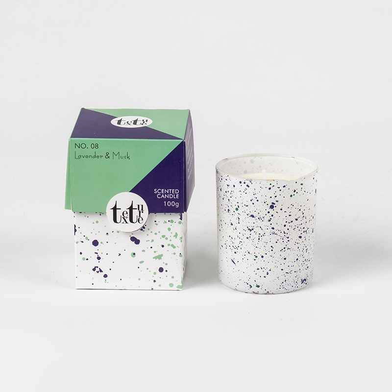 Classic round cup scented candle na may marble design printing-Eco soy wax candle