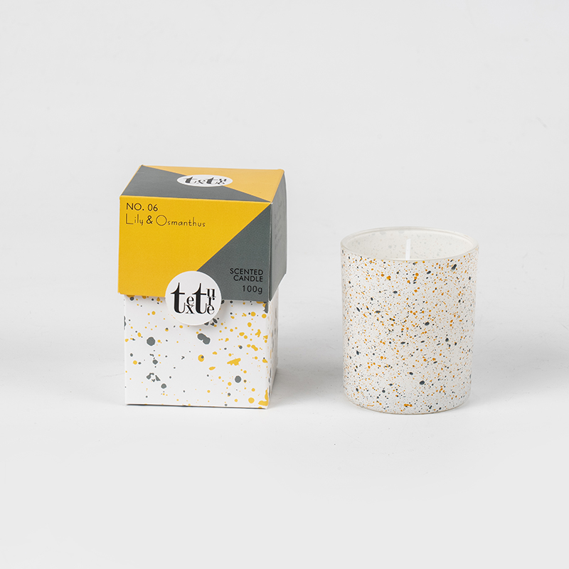 Classic round cup scented candle na may marble design printing-Eco soy wax candle