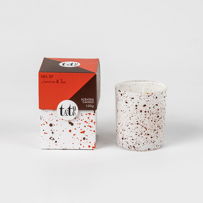 Classic round cup scented candle na may marble design printing-Eco soy wax candle