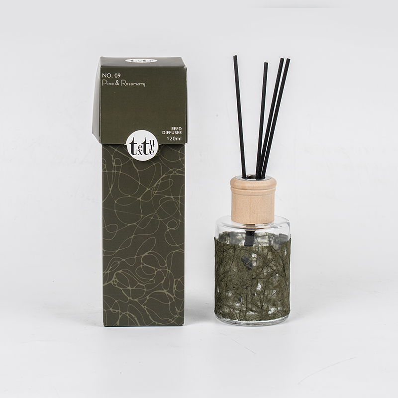 Klasikong bilog na bote ng salamin na may takip na gawa sa kahoy sa magandang paper deco reed diffuser-home fragrance vendor