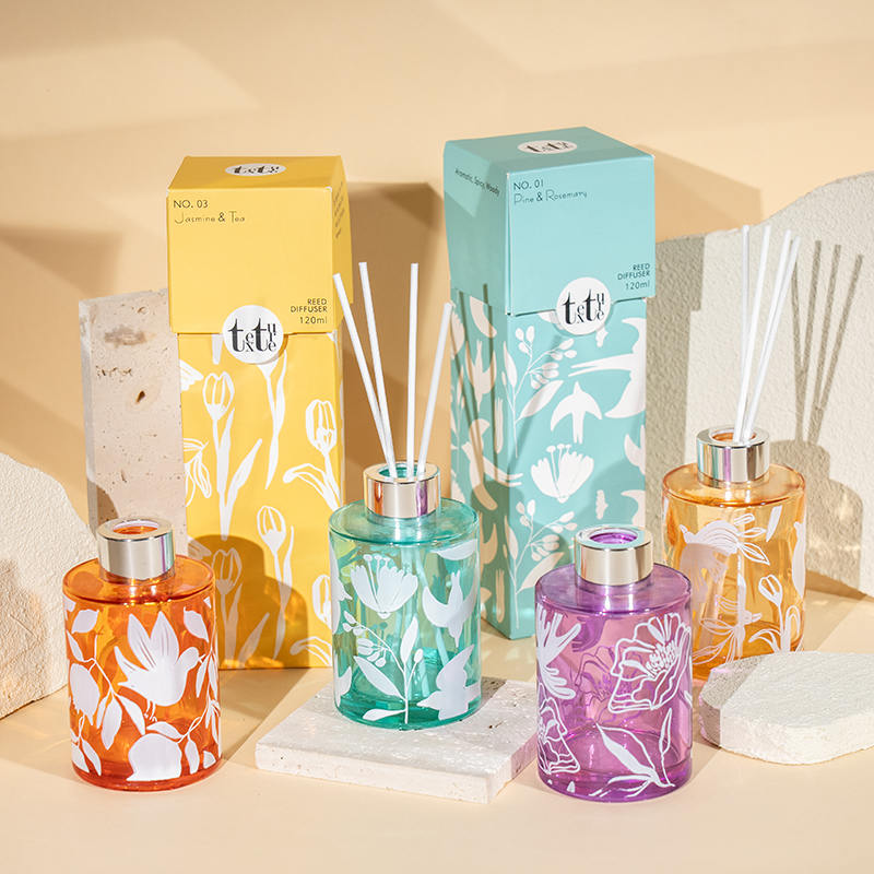 Klasikong high round bottle reed diffuser na may printing