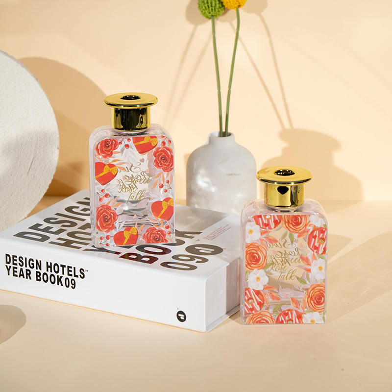 Valentine high square glass bottle reed diffuser-premium oil valentine collection