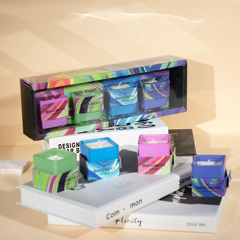 Klasikong parisukat na tasa na may mabangong candle-soy candle glass jar supplier